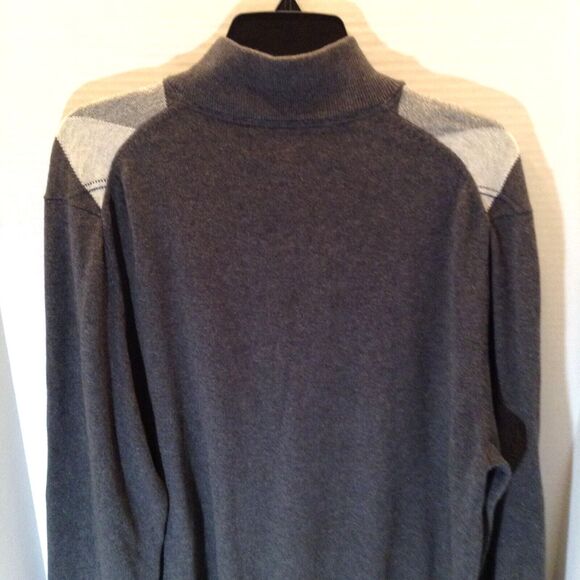 Tassa Elba Argyle Sweater Men L Gray 1/4 Zip Pullover Preppy Grandpa Winter Cozy - Picture 8 of 11